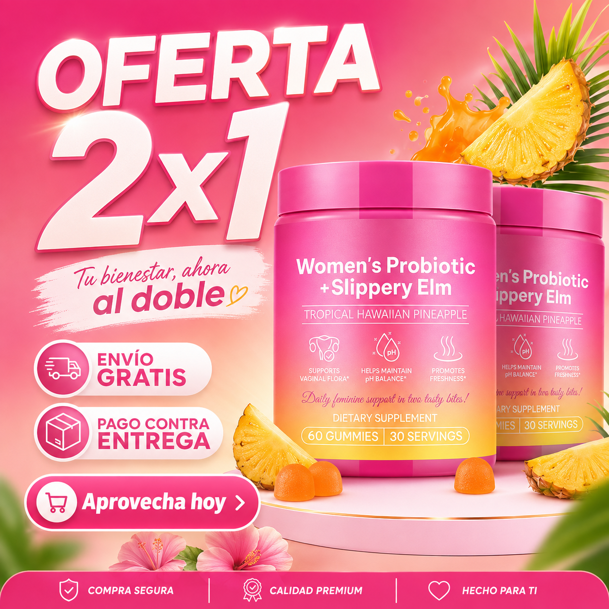 Oferta 2x1 Gomitas de probióticos vaginales