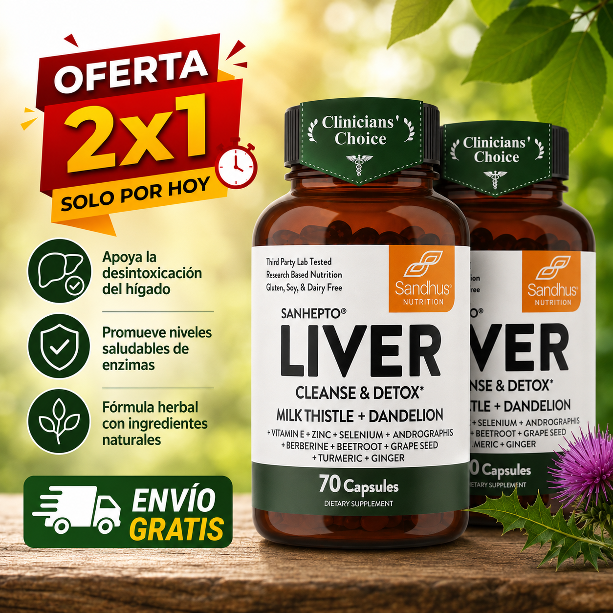 Oferta 2x1 Liver Cleanse|Fórmula Herbal para el Hígado