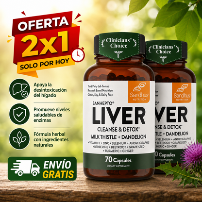 Oferta 2x1 Liver Cleanse|Fórmula Herbal para el Hígado
