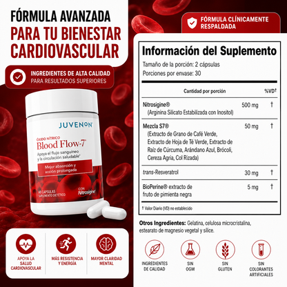Blood Flow-7® Óxido Nítrico | Apoyo para tu circulación y energía