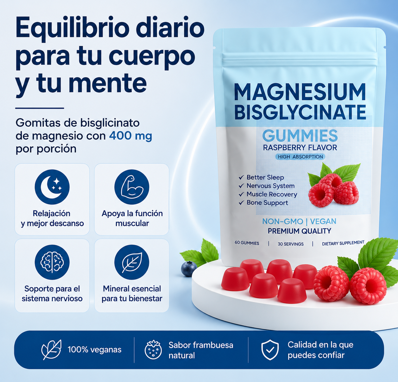 Gomitas de bisglicinato de magnesio