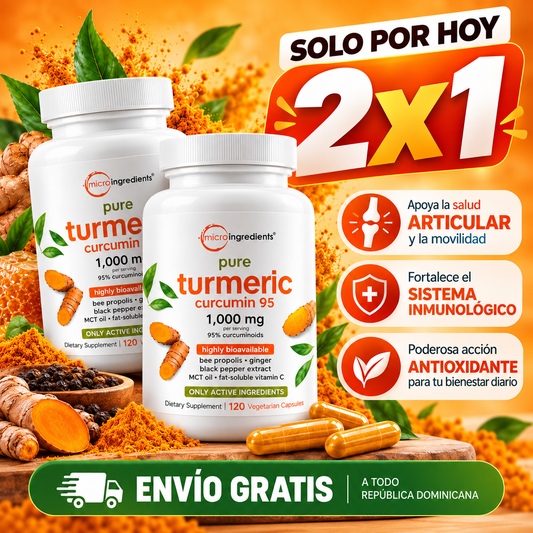 2x1 Cúrcuma 95 para articulaciones y movilidad | 2 frascos de 120 cápsulas