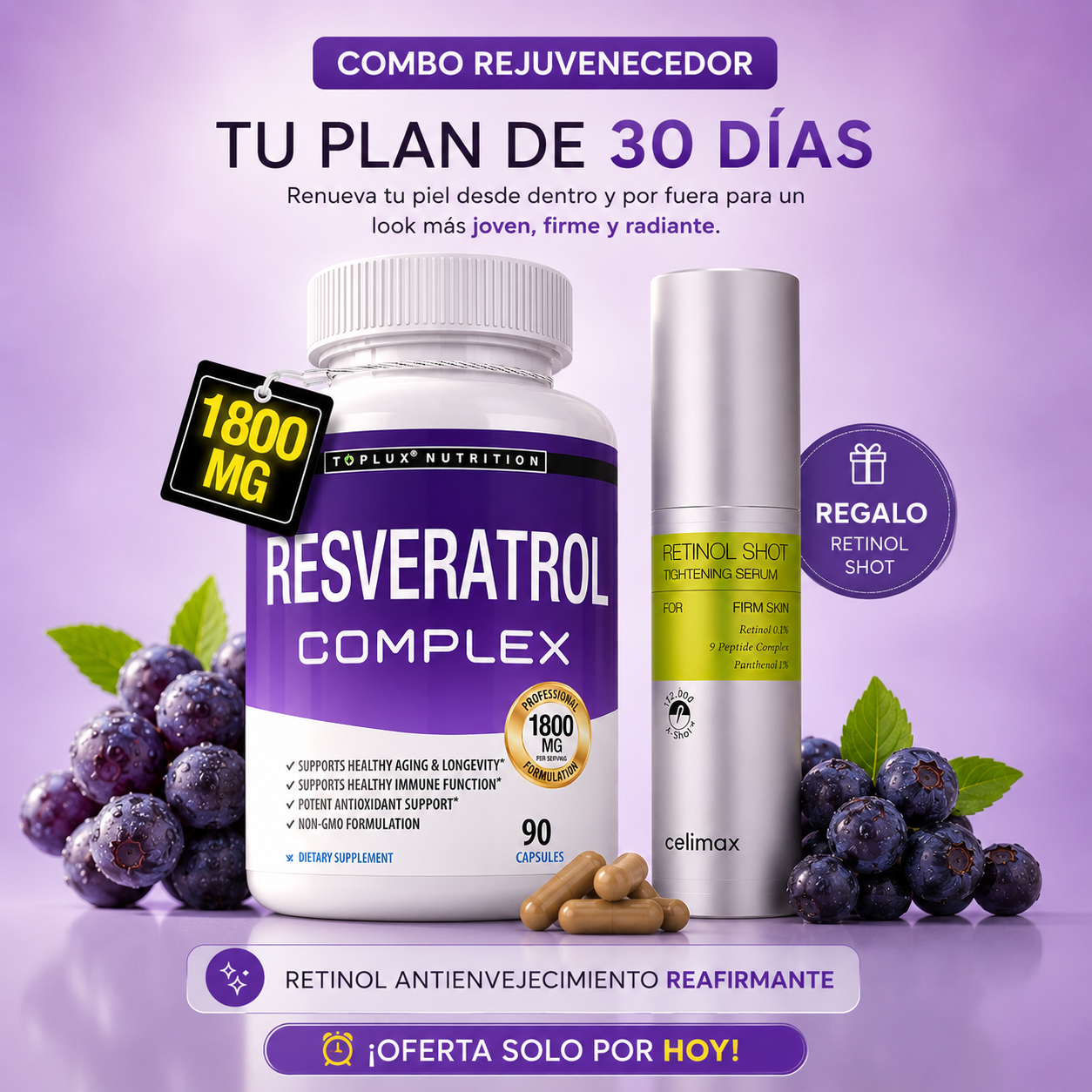 Resveratrol 1,800 mg + REGALO 🎁